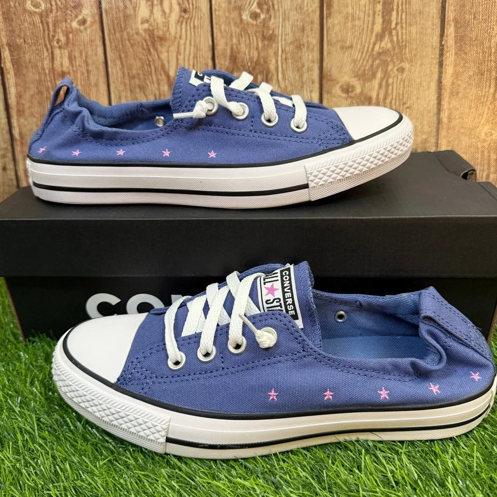 Converse CTAS Shoreline Slip Sneaker Womens Size 8 Indigo Storm Pink Stars New